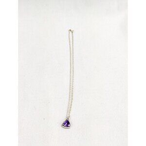 925 Sterling‎ Silver Purple Stone Pendant Necklace